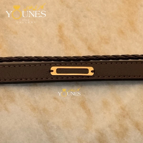 دستبند طلا چرم مردانه L145
